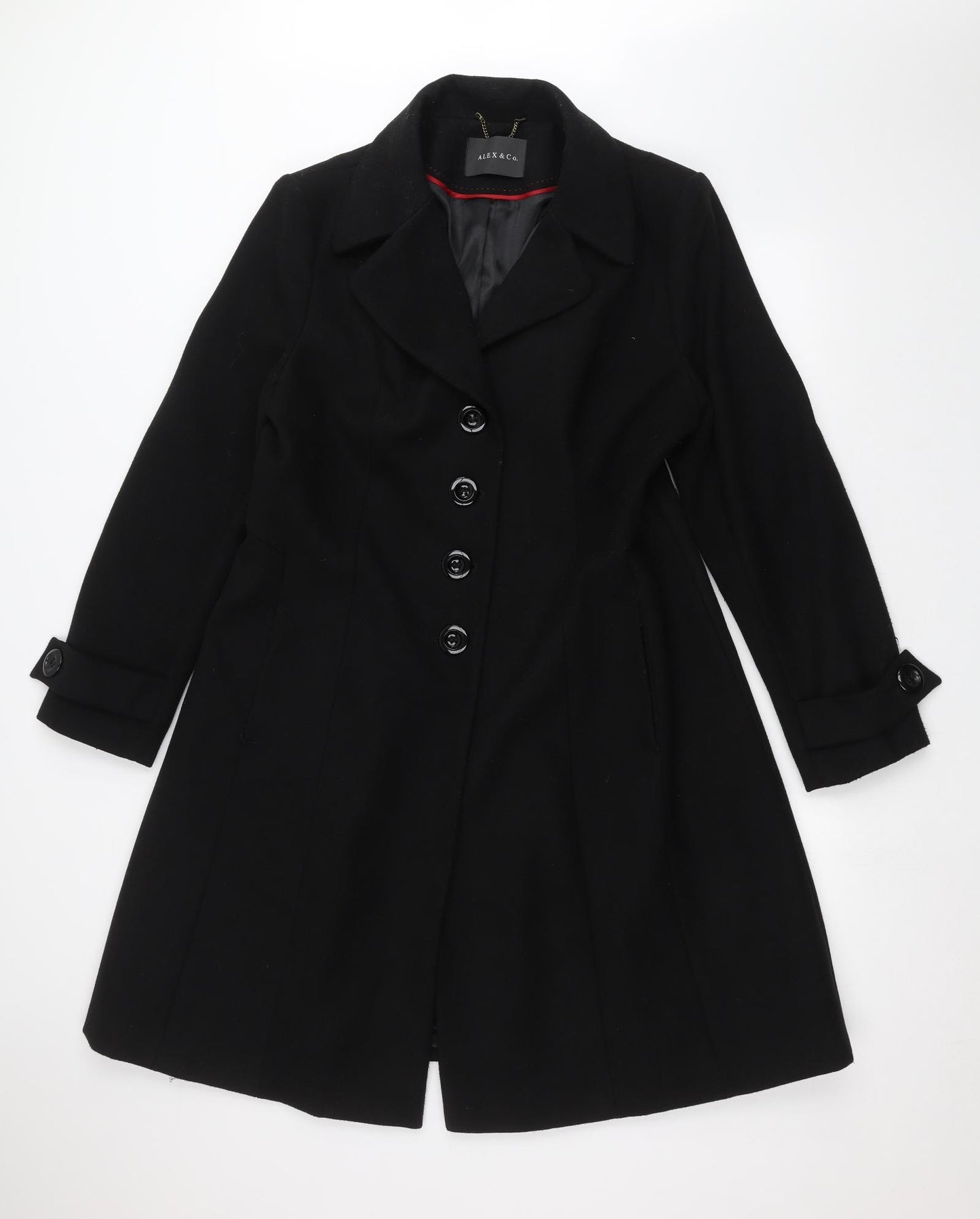 ALEX & CO Womens Black   Overcoat Coat Size 18