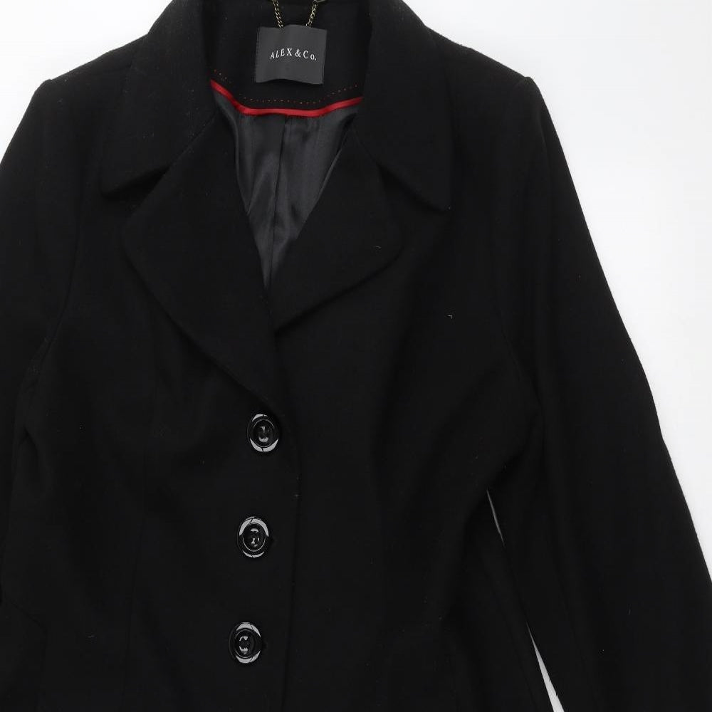 ALEX & CO Womens Black   Overcoat Coat Size 18