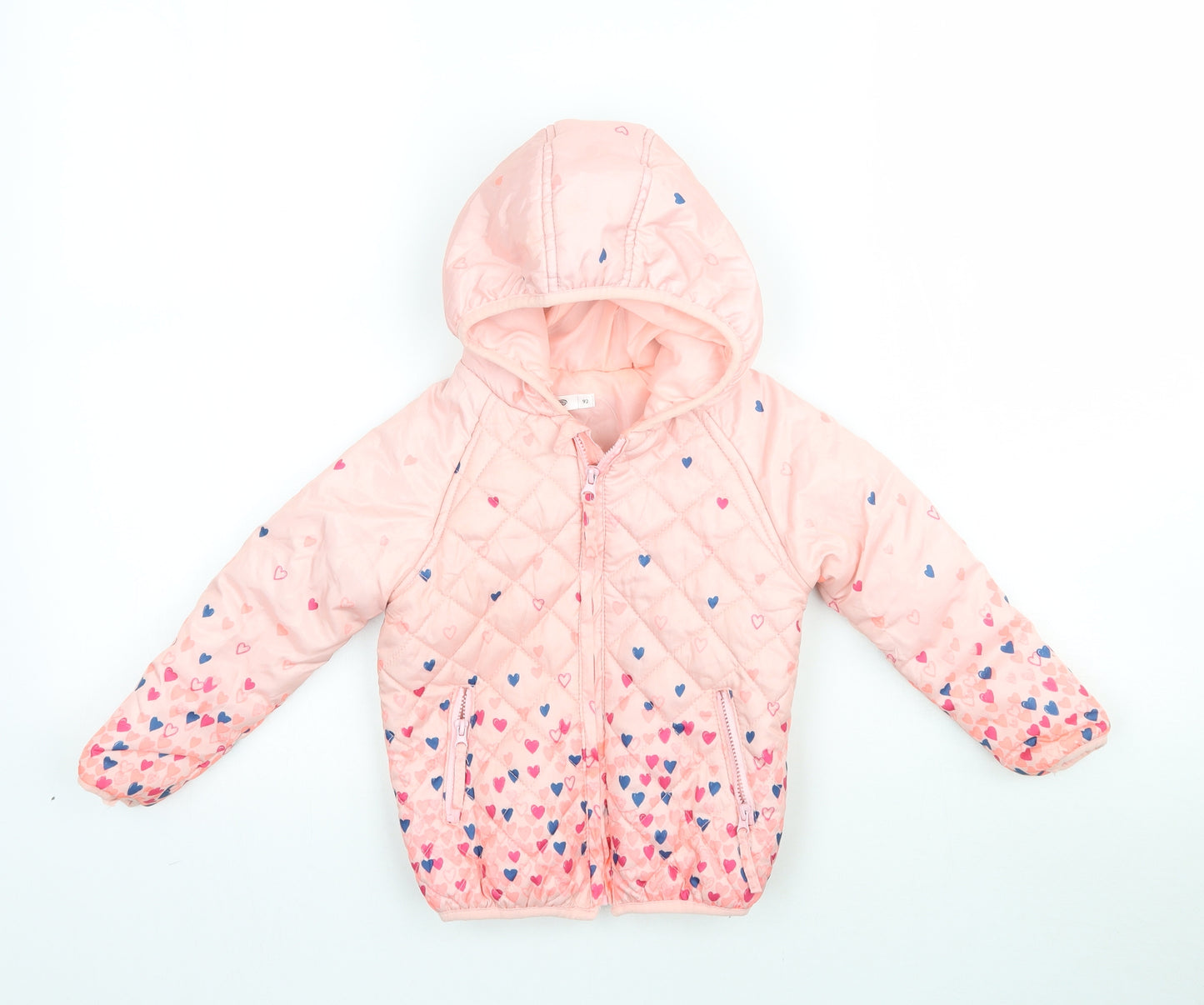 PEP & CO Girls Pink   Basic Coat Coat Size 2 Years  - Love hearts
