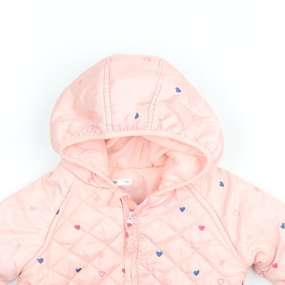 PEP & CO Girls Pink   Basic Coat Coat Size 2 Years  - Love hearts