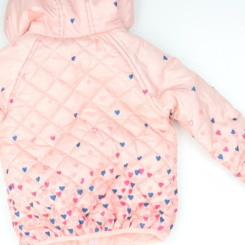 PEP & CO Girls Pink   Basic Coat Coat Size 2 Years  - Love hearts