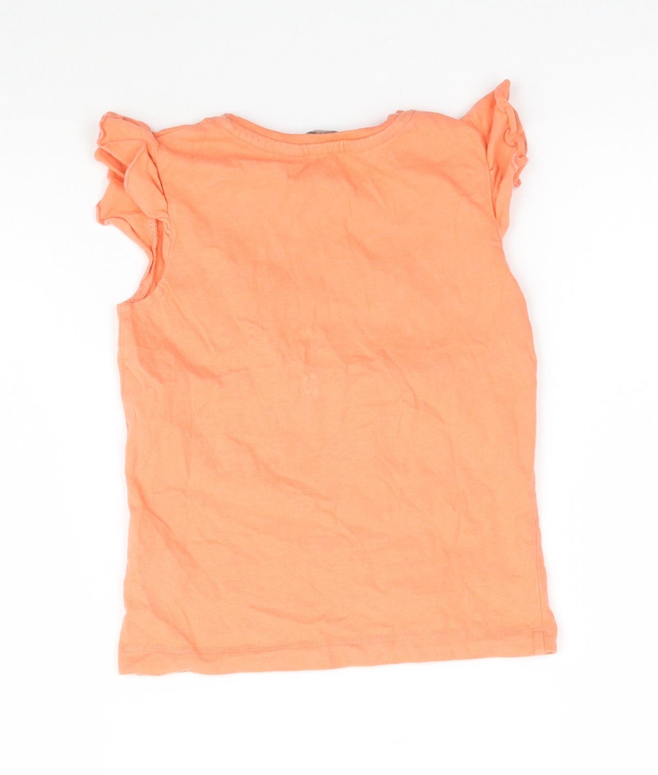 George Girls Orange   Basic T-Shirt Size 2-3 Years  - Cat Cats