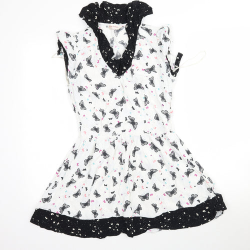 Miss Selfridge Womens White   Fit & Flare  Size 14  - Butterflies