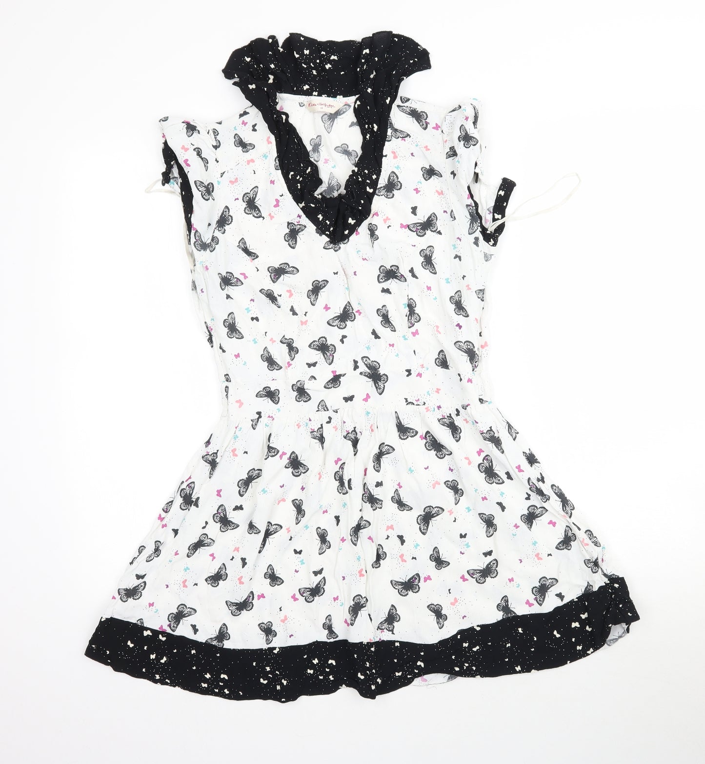 Miss Selfridge Womens White   Fit & Flare  Size 14  - Butterflies