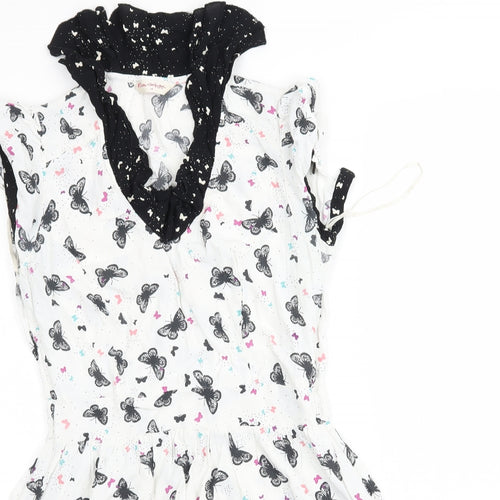Miss Selfridge Womens White   Fit & Flare  Size 14  - Butterflies