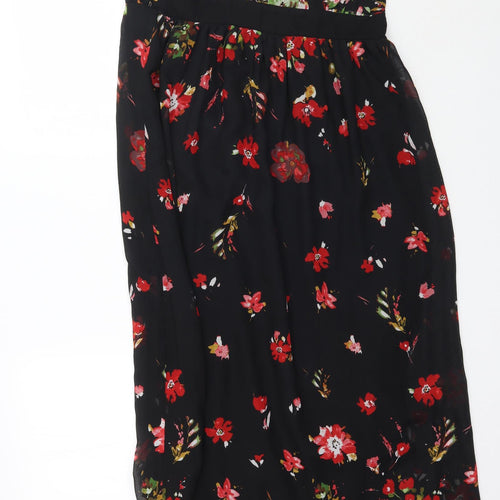 George Womens Black Floral Mesh Maxi  Size 14