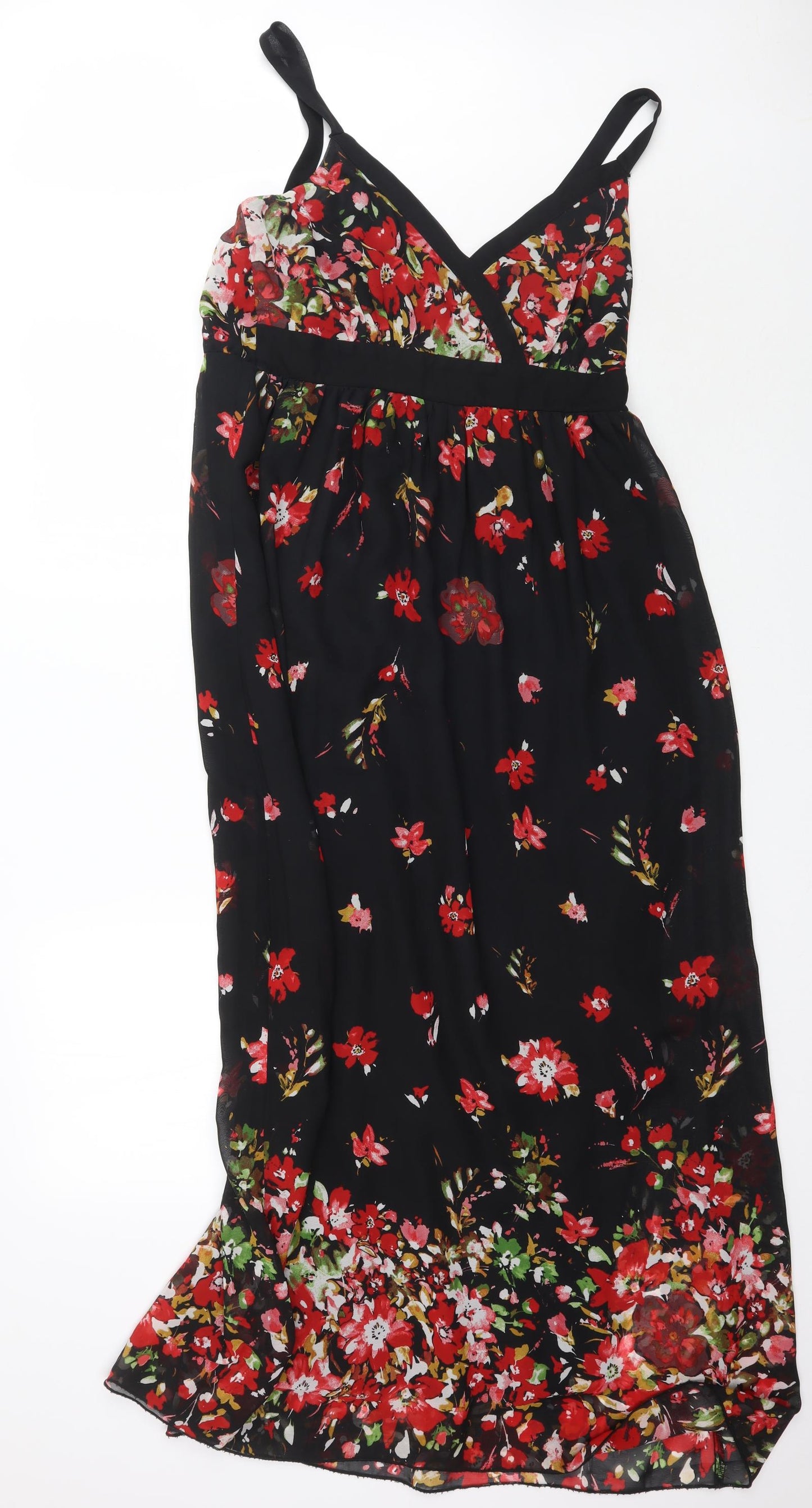 George Womens Black Floral Mesh Maxi  Size 14