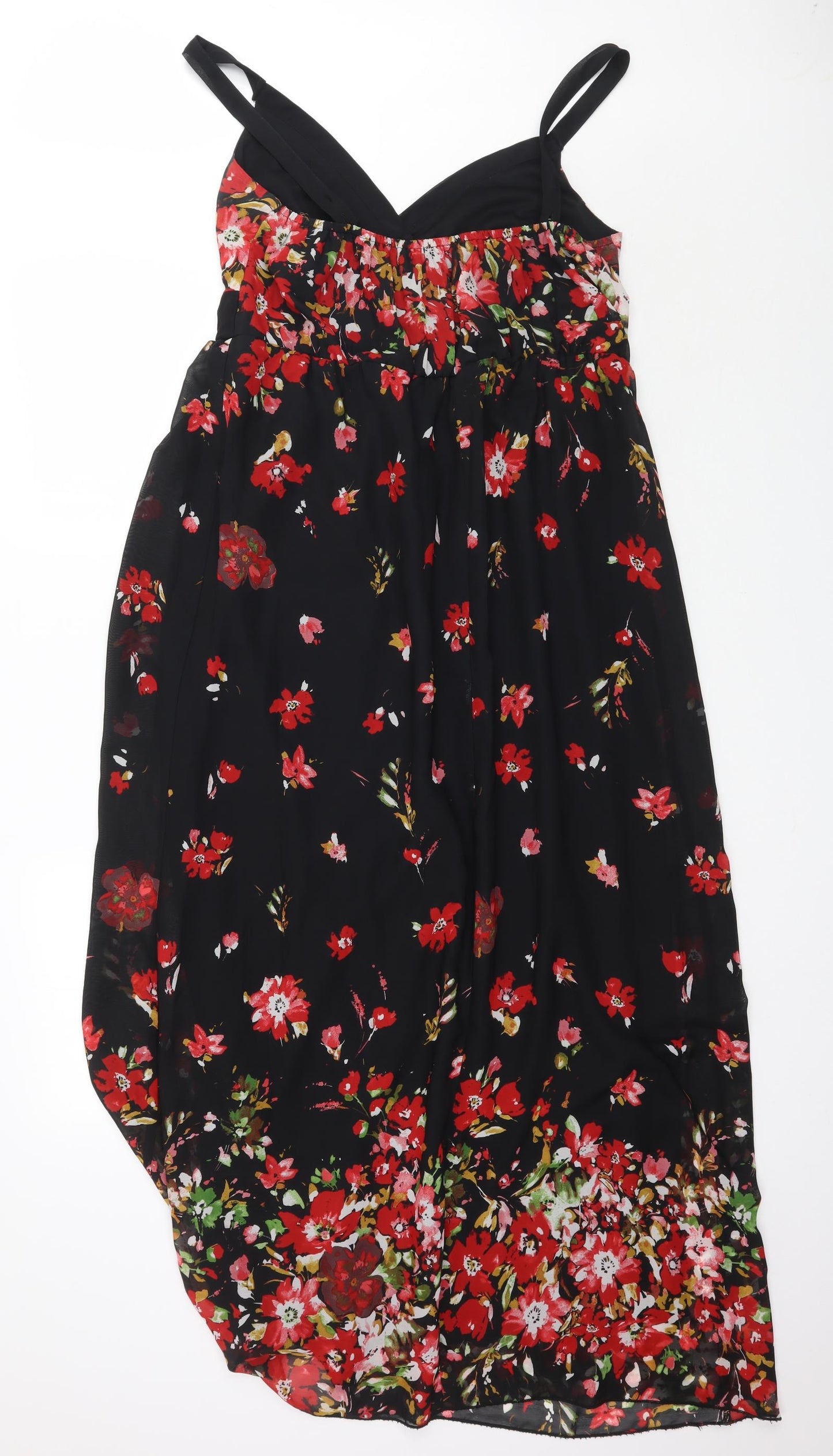 George Womens Black Floral Mesh Maxi  Size 14