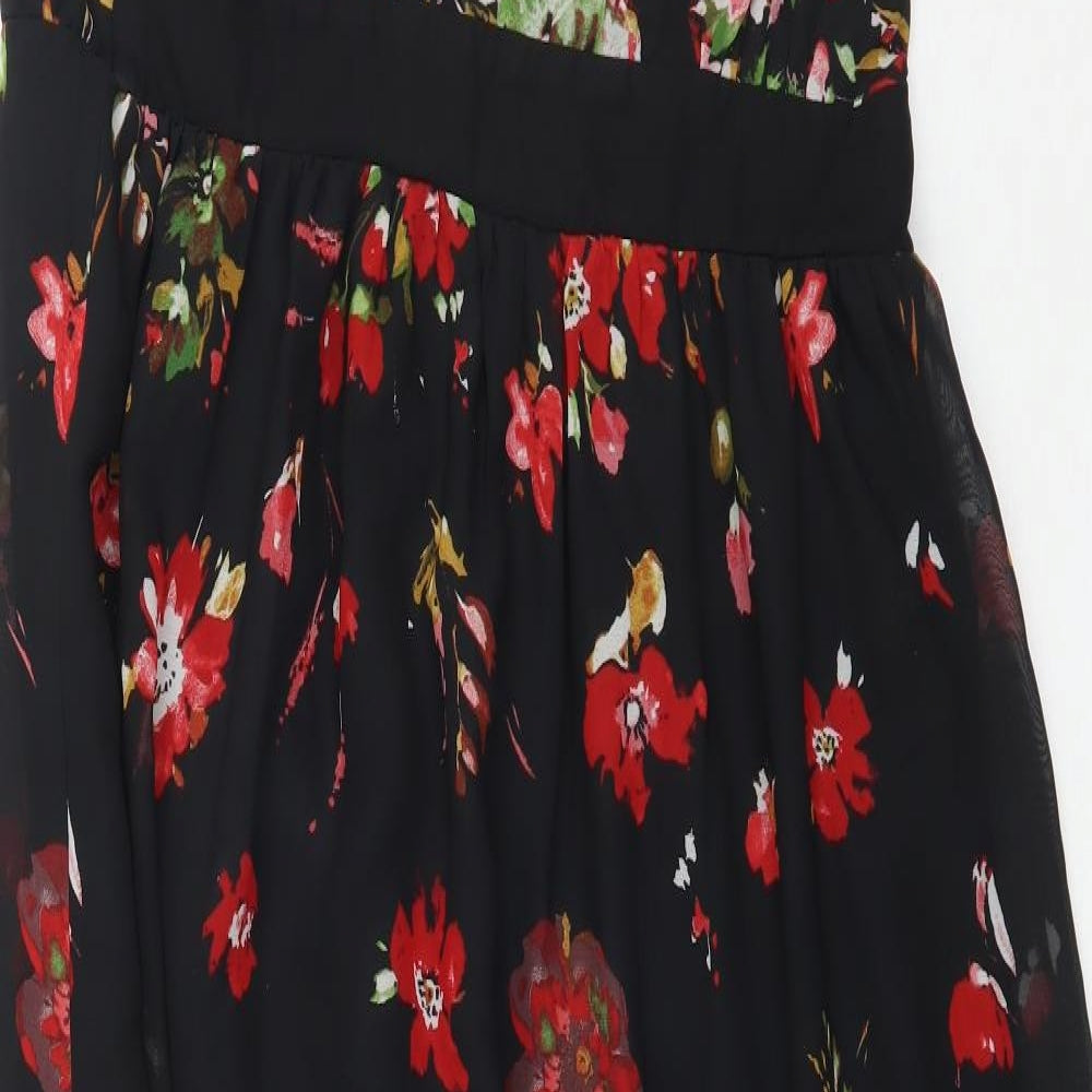 George Womens Black Floral Mesh Maxi  Size 14