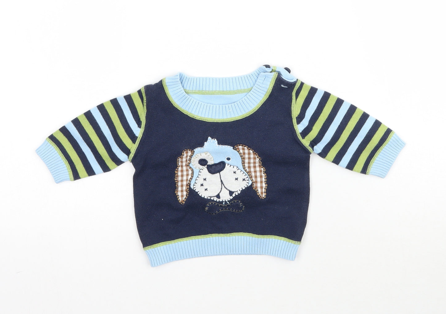 Marks and Spencer Baby Multicoloured Striped Knit Pullover Jumper Size 0-3 Months  - Dog & Bone