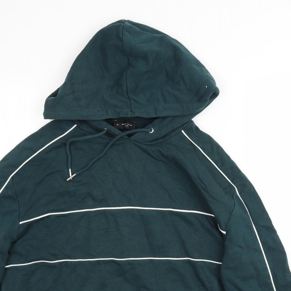 New Look Mens Green   Pullover Hoodie Size M  - Contrasted piping