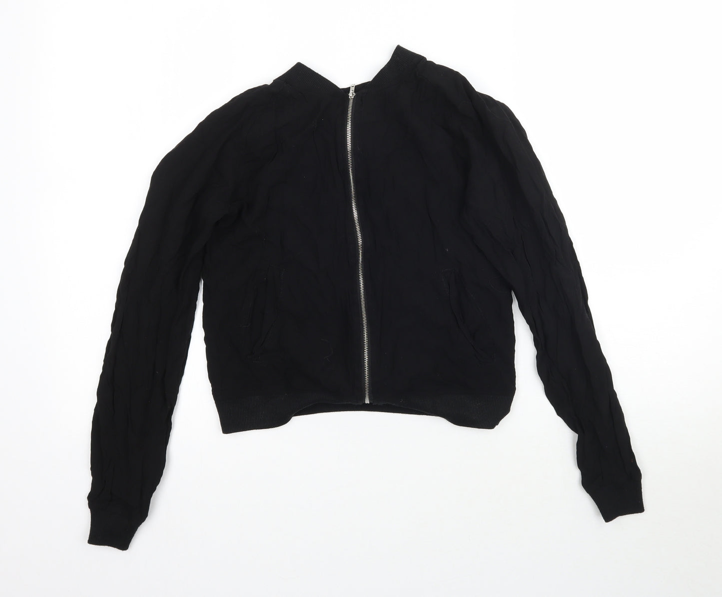 Select Womens Black   Full Zip Sweatshirt Size 6  - Bomber Jacket