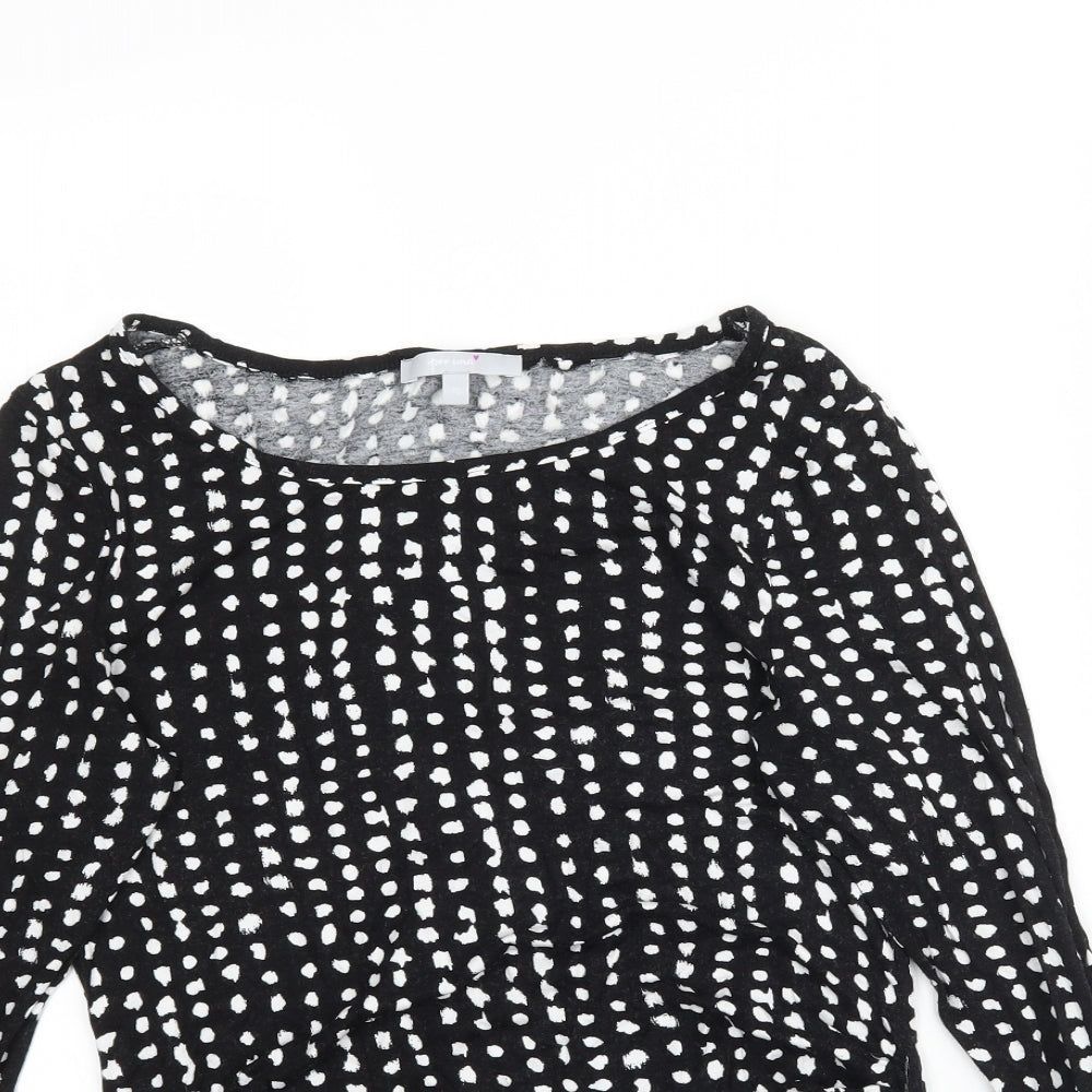 Per Una Womens Black Polka Dot  Basic T-Shirt Size 10