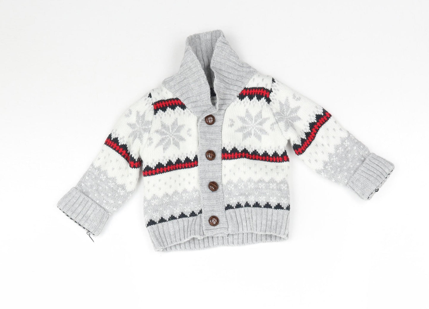 Early Days Baby Grey Fair Isle Knit Cardigan Jumper Size 0-3 Months  - Christmas Snowflake