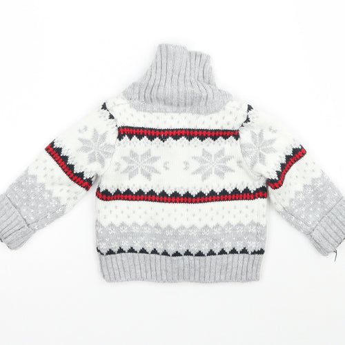 Early Days Baby Grey Fair Isle Knit Cardigan Jumper Size 0-3 Months  - Christmas Snowflake