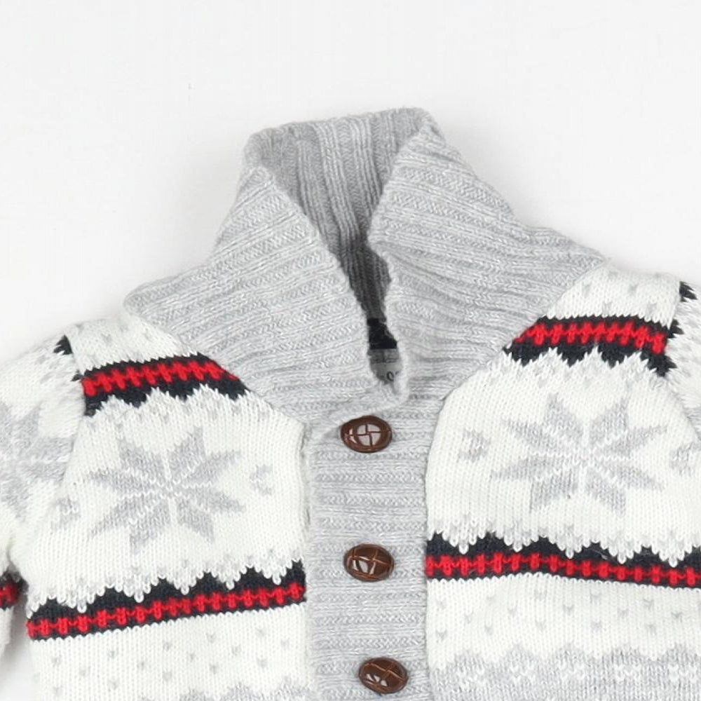 Early Days Baby Grey Fair Isle Knit Cardigan Jumper Size 0-3 Months  - Christmas Snowflake