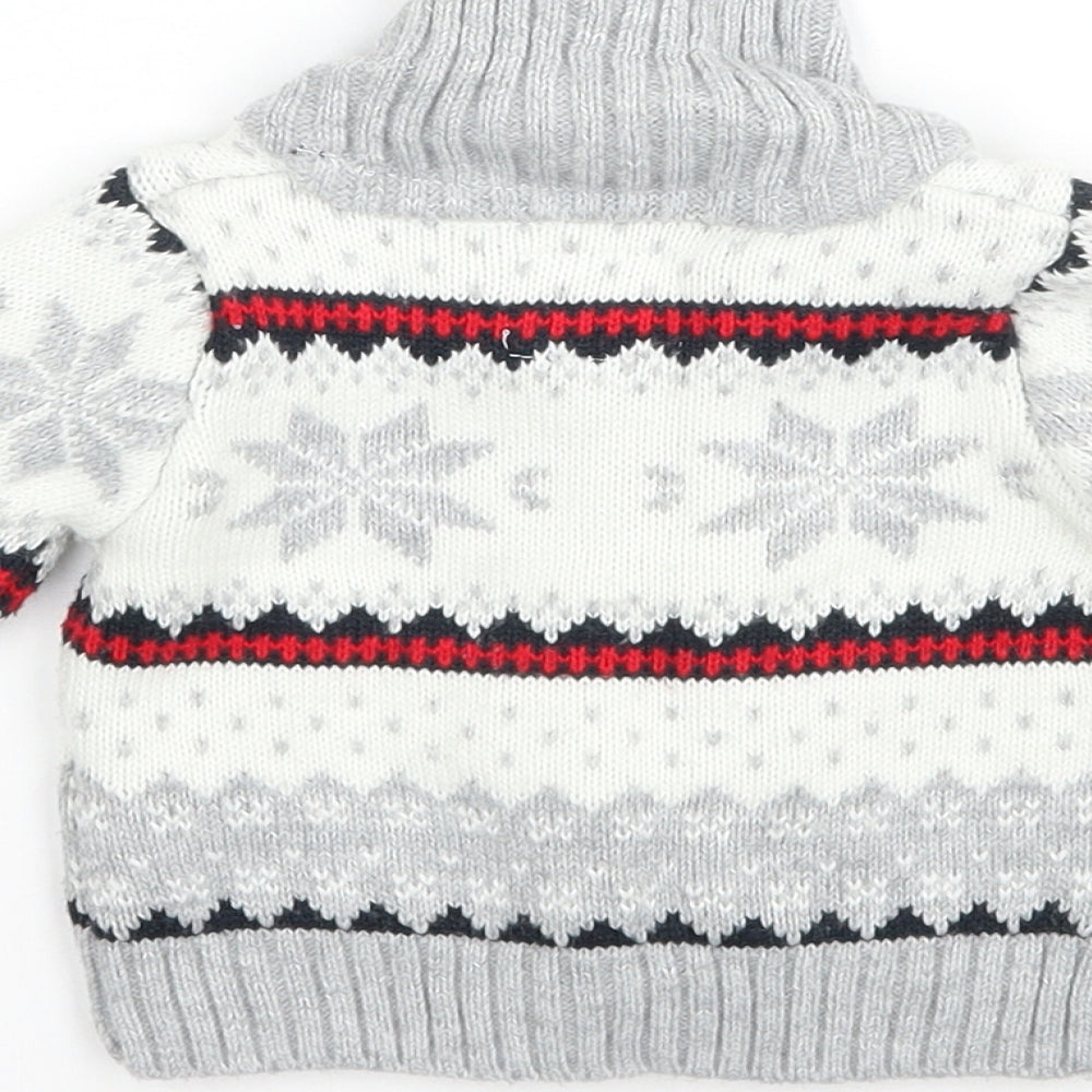 Early Days Baby Grey Fair Isle Knit Cardigan Jumper Size 0-3 Months  - Christmas Snowflake