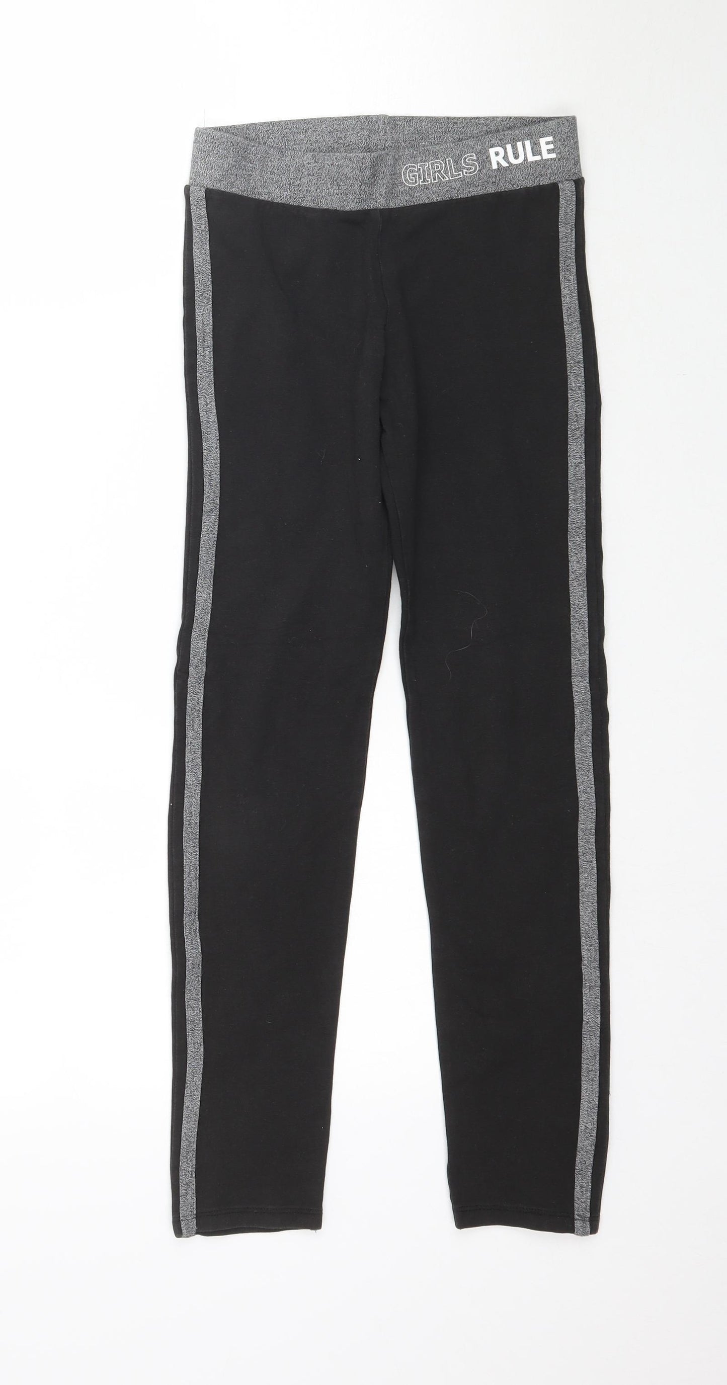 Nutmeg Girls Black   Jogger Trousers Size 12-13 Years - Leggings