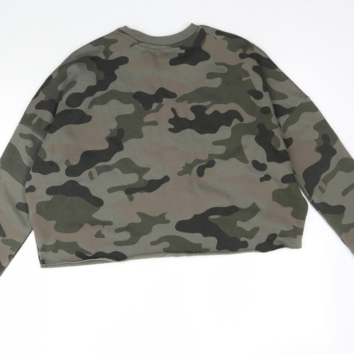 Primark Womens Green Camouflage  Pullover Sweatshirt Size 2XS  - Cropped