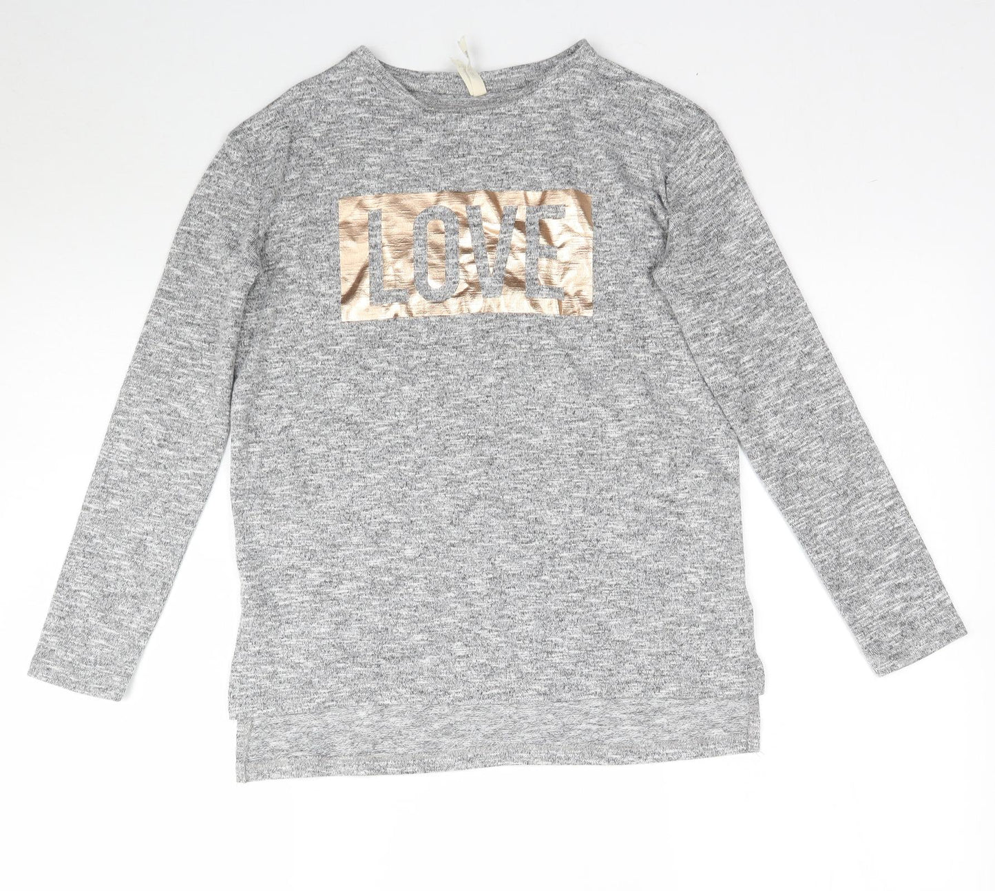 YD Girls Grey   Basic T-Shirt Size 12-13 Years  - Love