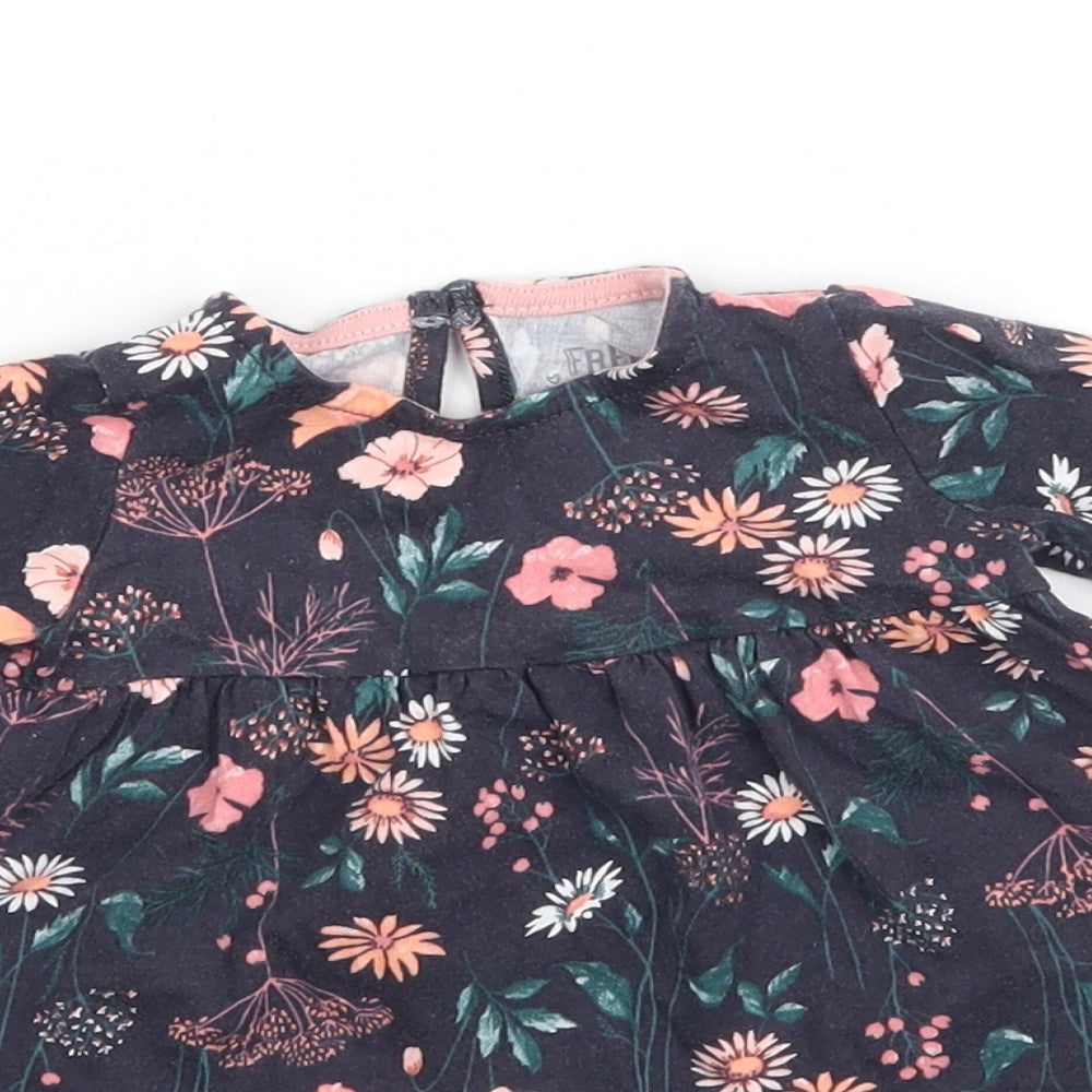 F&F Girls Blue Floral  Fit & Flare  Size 0-3 Months