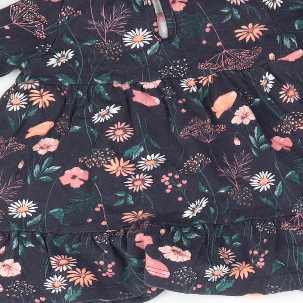 F&F Girls Blue Floral  Fit & Flare  Size 0-3 Months