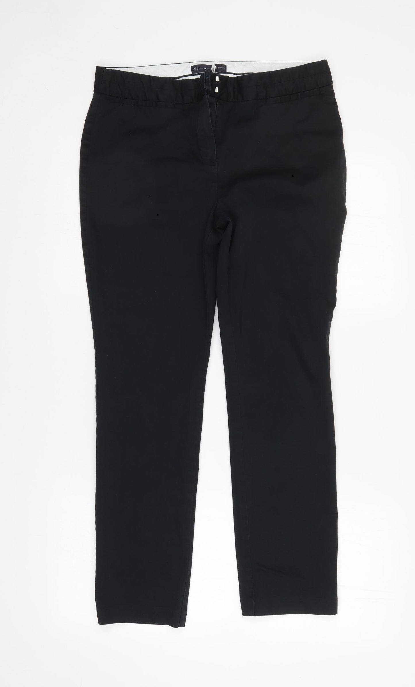 M&S Womens Black   Trousers  Size 12 L28 in