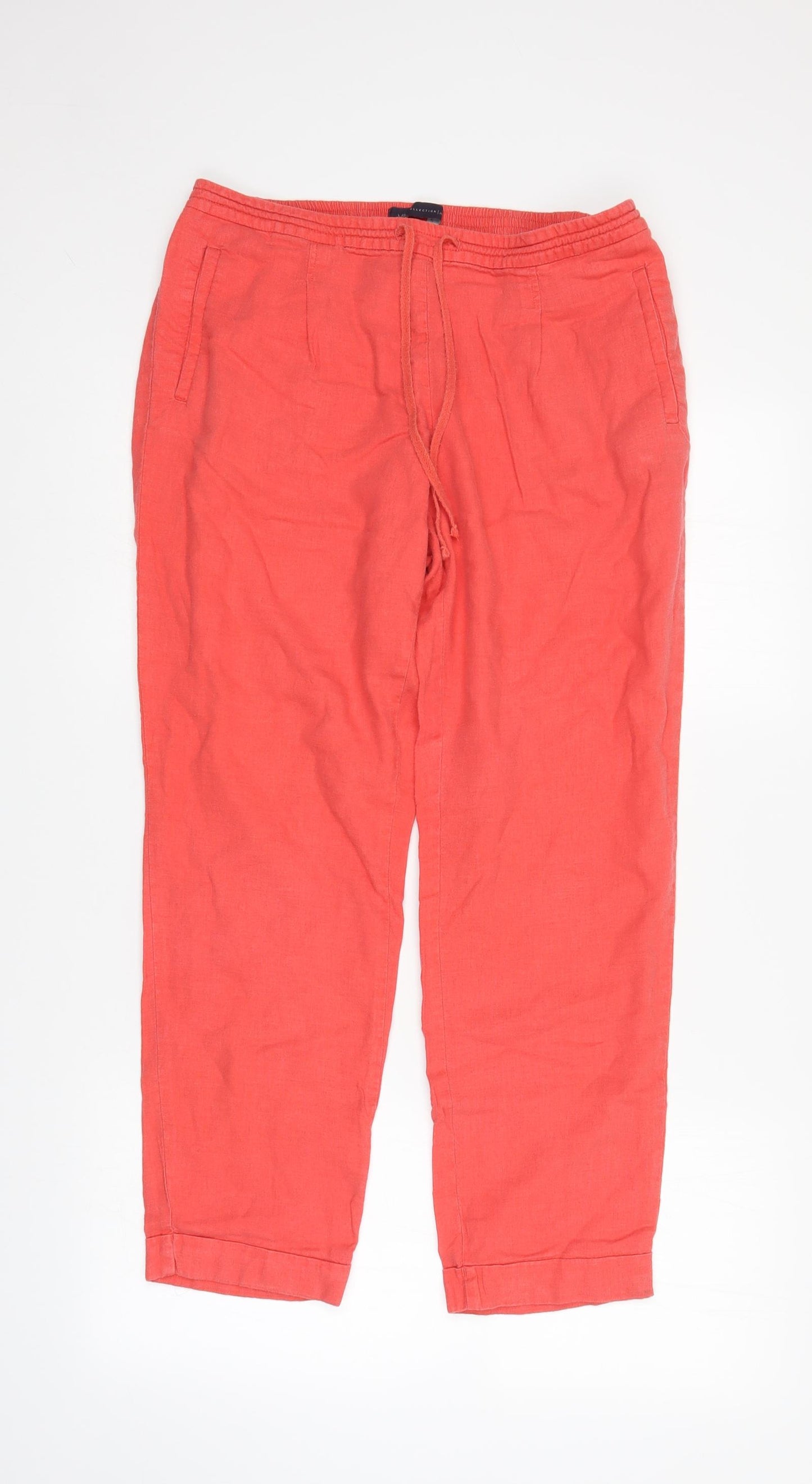 M&S Womens Orange   Trousers  Size 12 L26 in