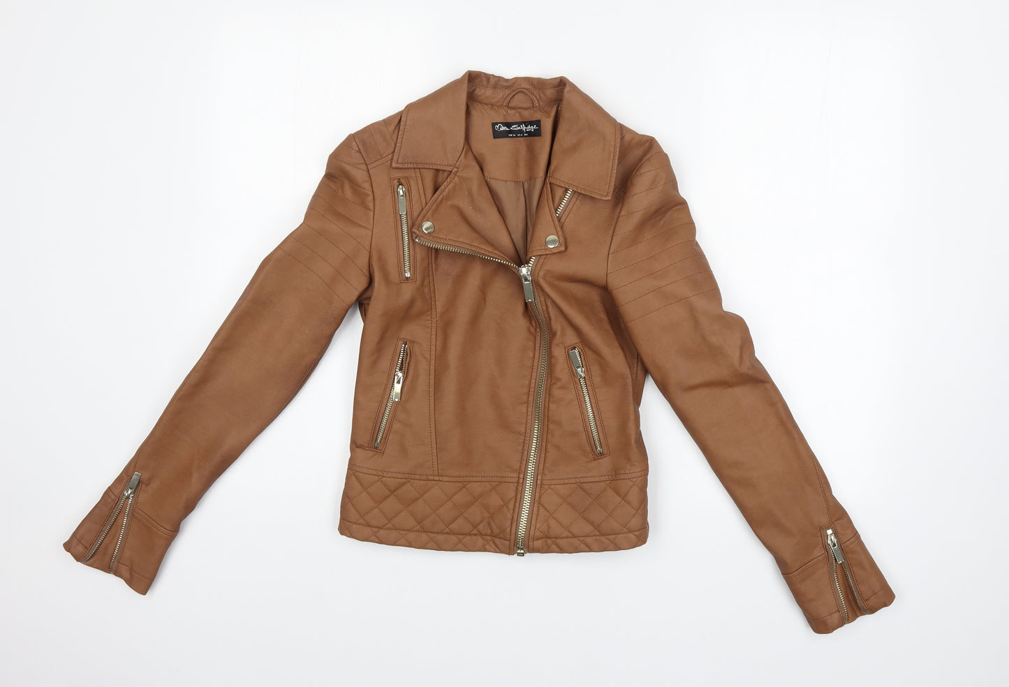 Miss Selfridge Womens Beige   Biker Coatigan Size 8