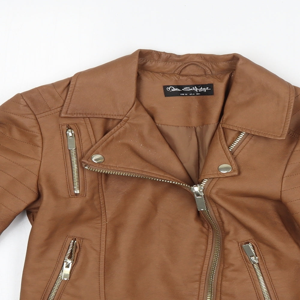 Miss Selfridge Womens Beige   Biker Coatigan Size 8