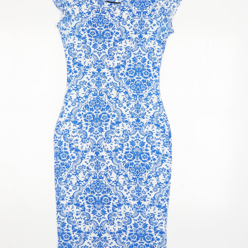 Missguided Womens Blue Floral  Bodycon  Size 8