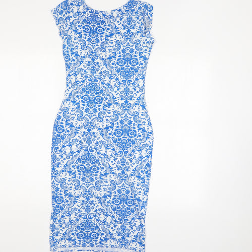 Missguided Womens Blue Floral  Bodycon  Size 8
