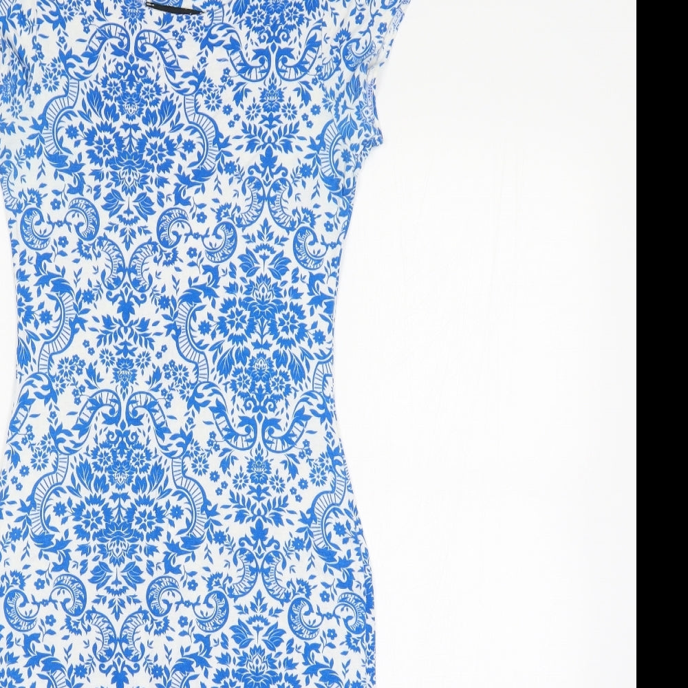 Missguided Womens Blue Floral  Bodycon  Size 8