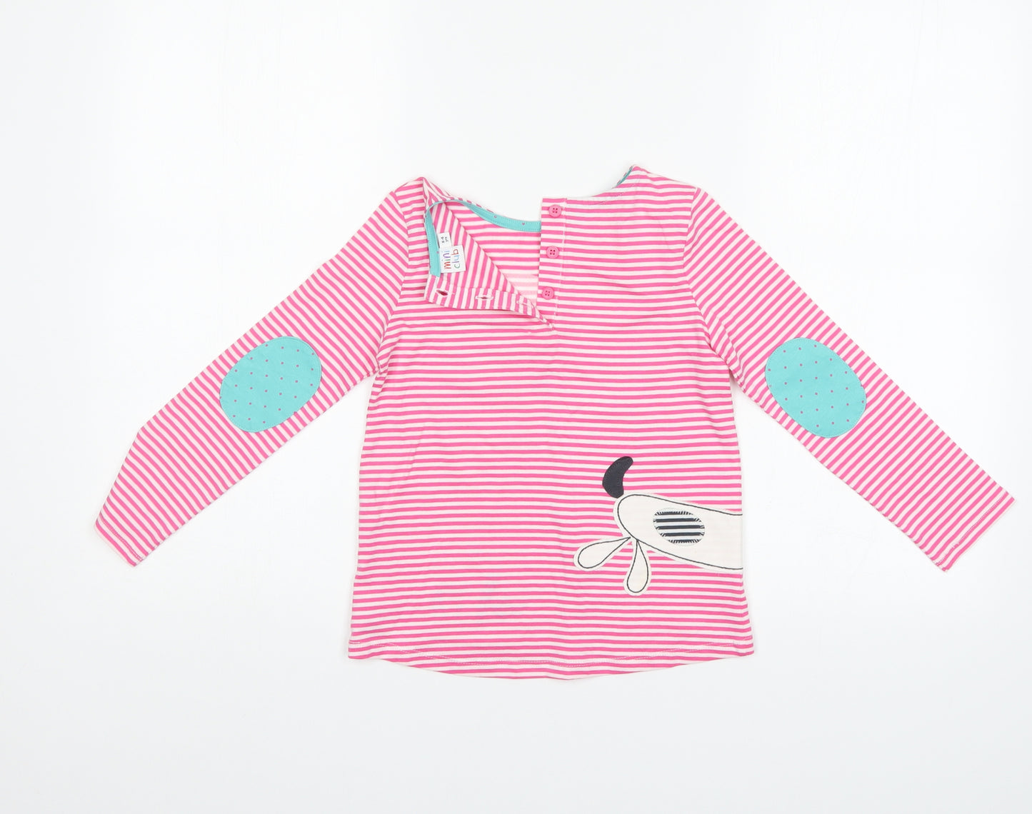 Mini Club Girls Pink Striped  Pullover Jumper Size 5-6 Years
