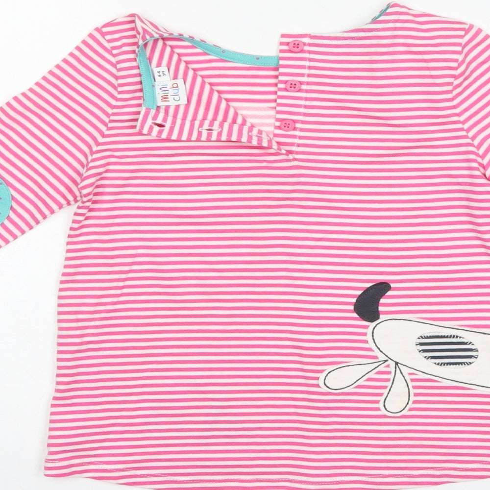 Mini Club Girls Pink Striped  Pullover Jumper Size 5-6 Years