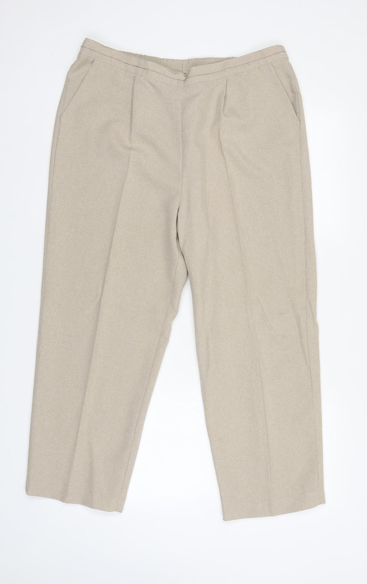 BM Womens Ivory   Trousers  Size 16 L25 in - Elastic Waist