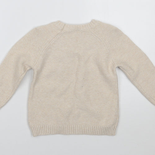 George Girls Beige Floral  Pullover Jumper Size 4-5 Years
