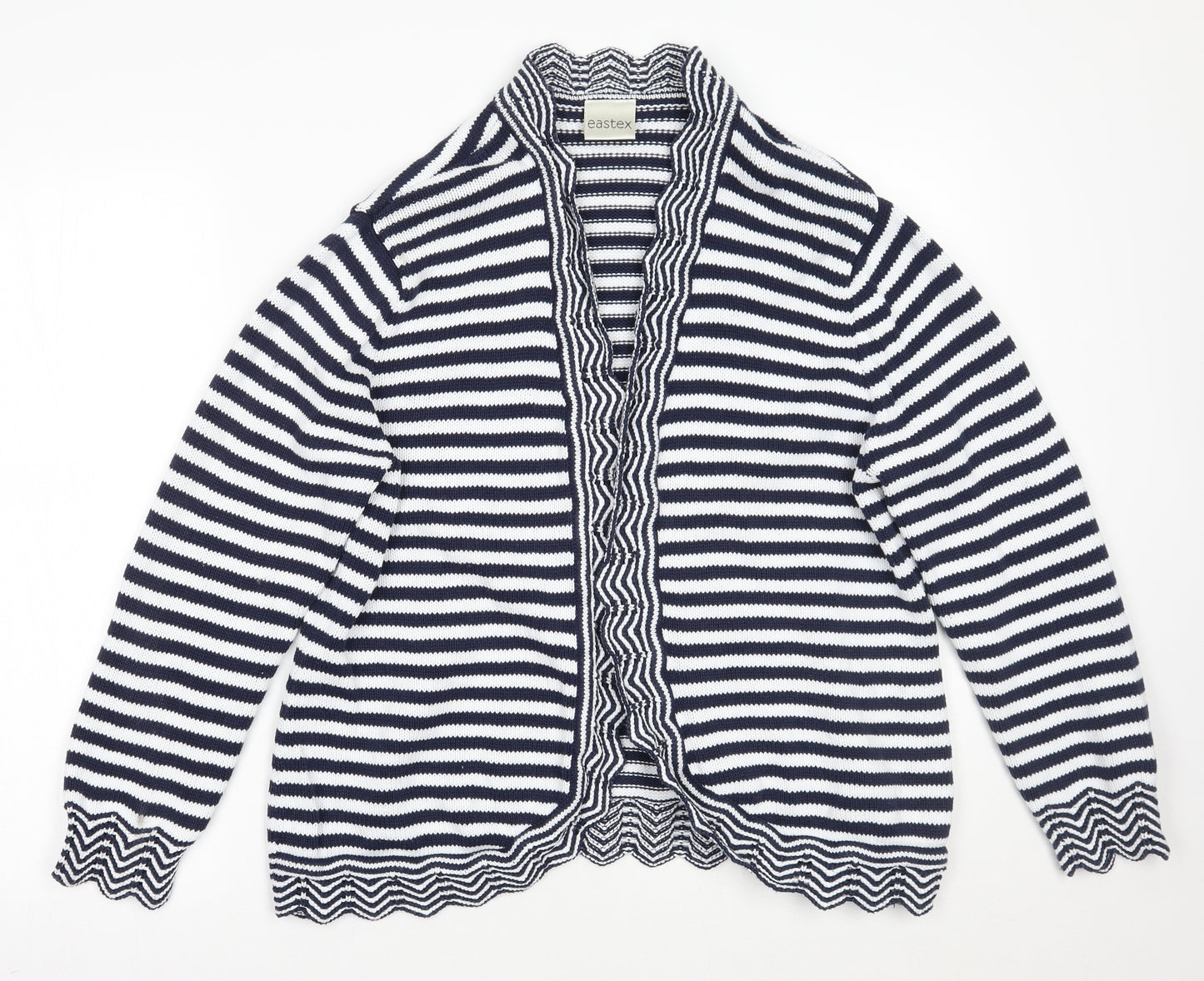 Eastex Womens White Striped  Cardigan Jumper Size 16