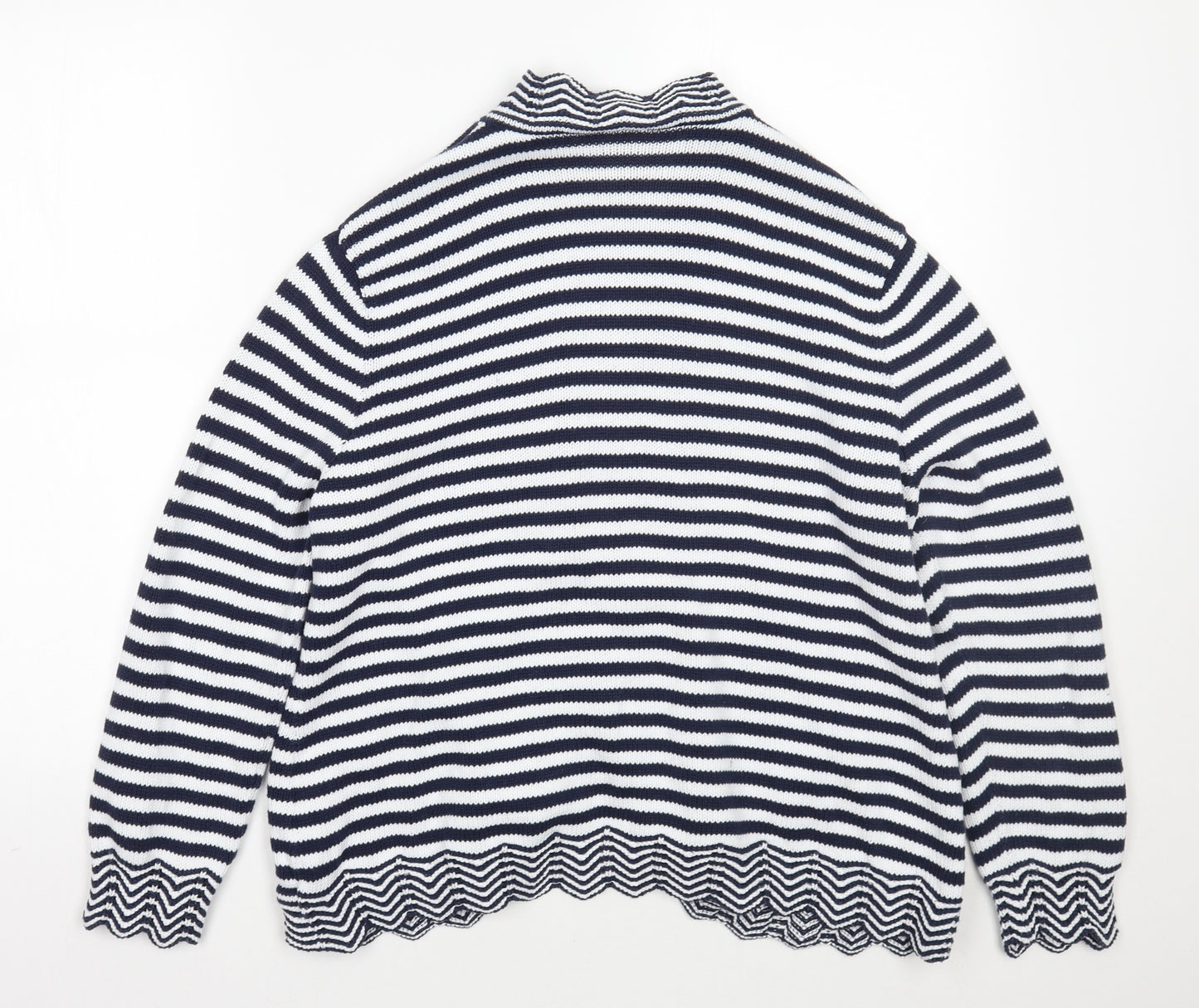 Eastex Womens White Striped  Cardigan Jumper Size 16