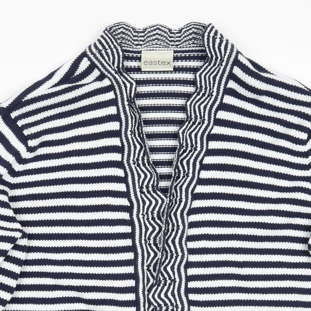 Eastex Womens White Striped  Cardigan Jumper Size 16