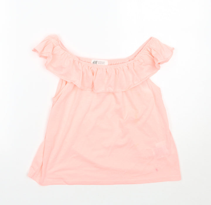 H&M Girls Pink Basic T-Shirt Size 9 Years