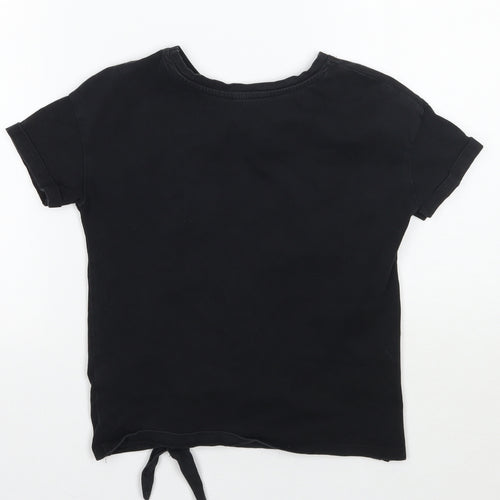 TU Girls Black   Cropped T-Shirt Size 7 Years