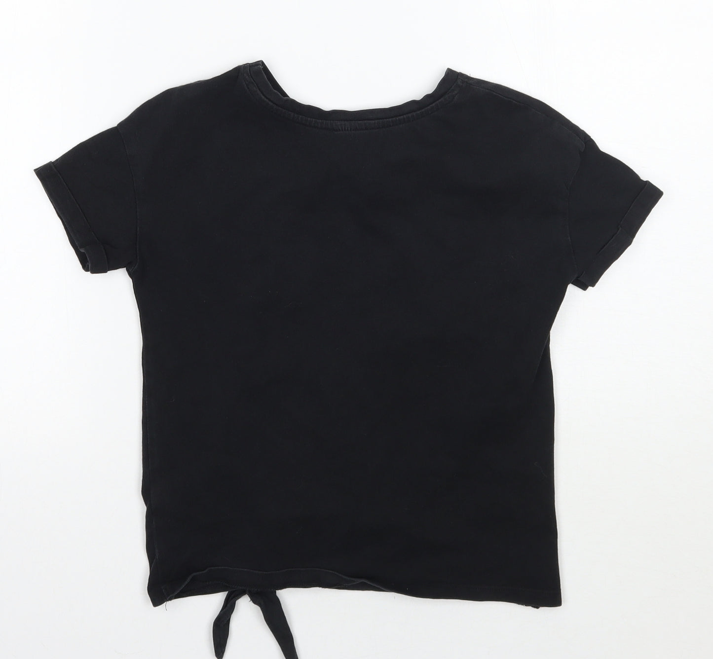 TU Girls Black   Cropped T-Shirt Size 7 Years