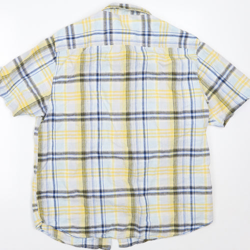 Easy Mens Yellow Check   Button-Up Size XL