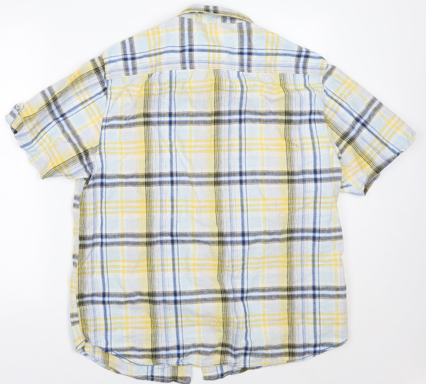 Easy Mens Yellow Check   Button-Up Size XL