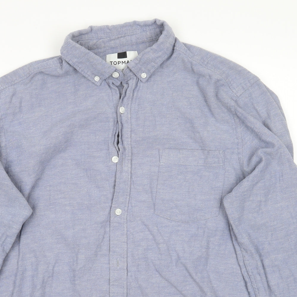 Topman Mens Blue    Button-Up Size XL