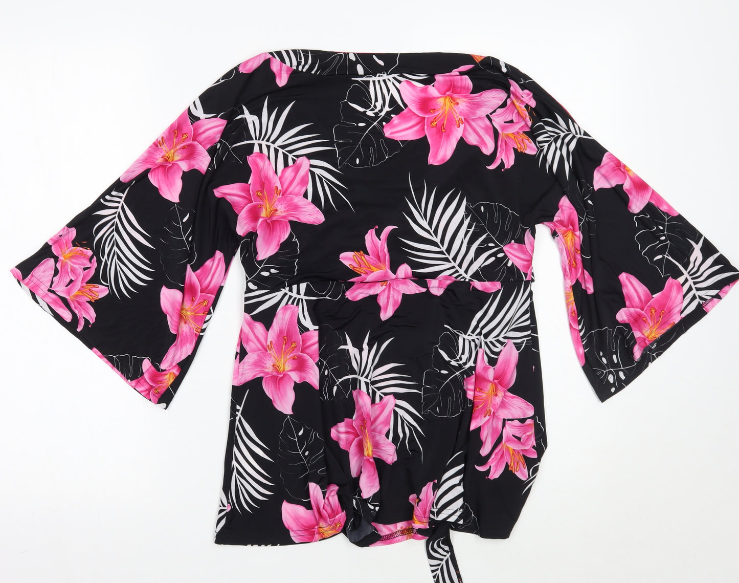 Preworn Womens Black Floral  Basic Blouse Size 12