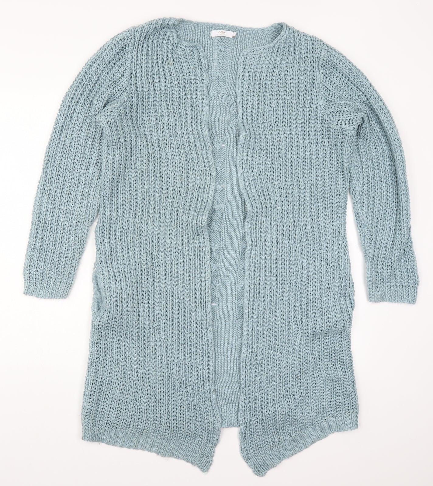 Cotton Traders Womens Blue  Knit Cardigan Jumper Size 12