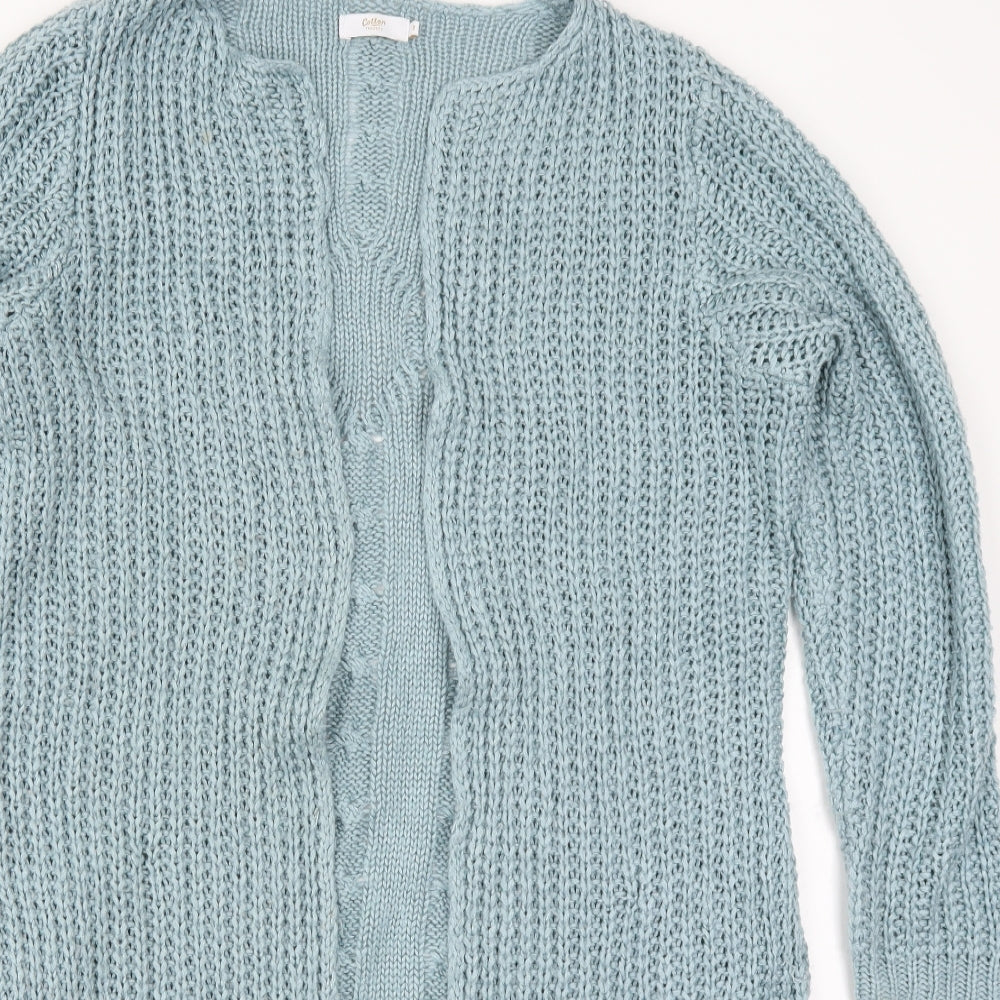 Cotton Traders Womens Blue  Knit Cardigan Jumper Size 12