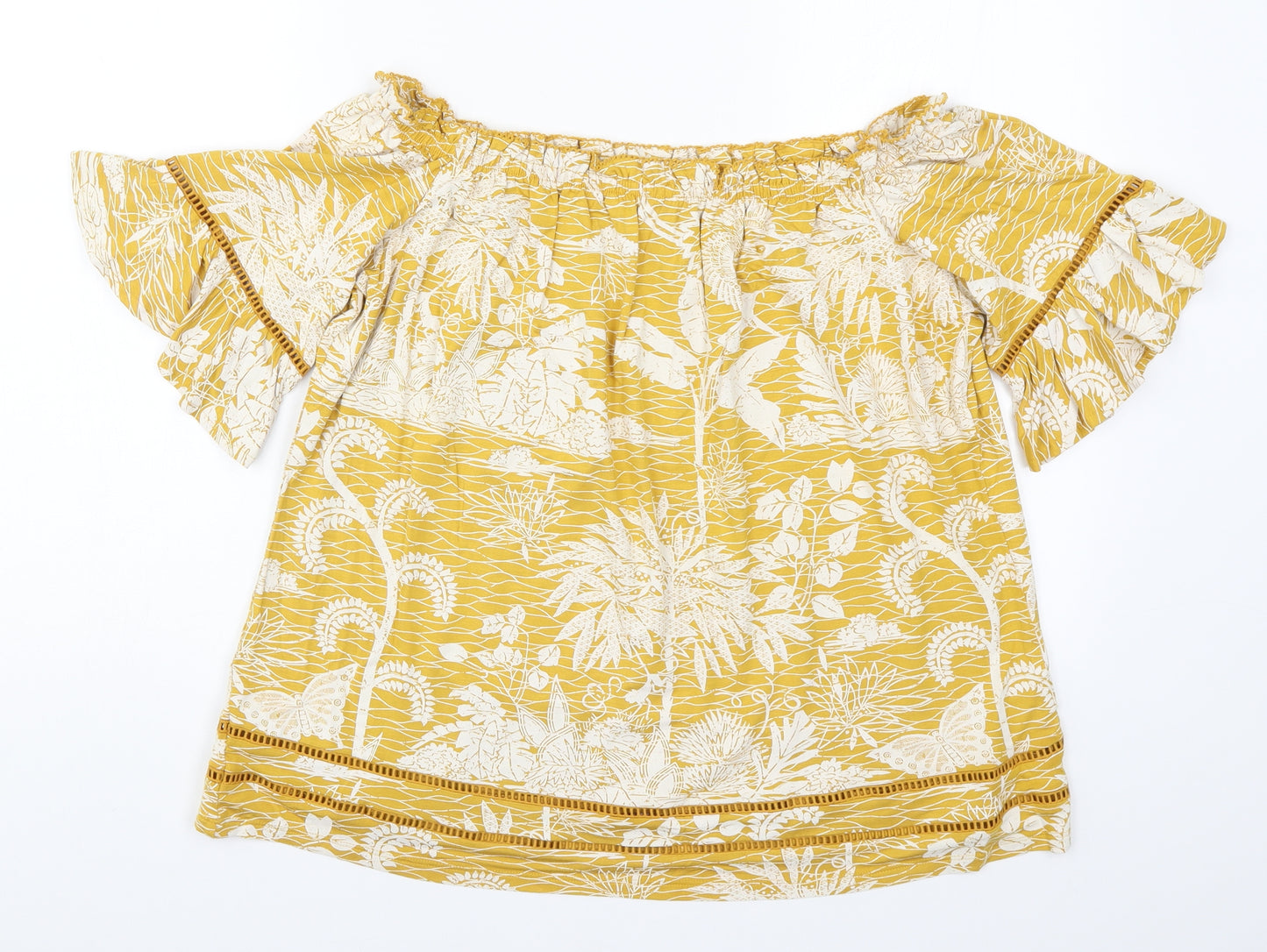NEXT Womens Yellow Floral  Basic T-Shirt Size 16
